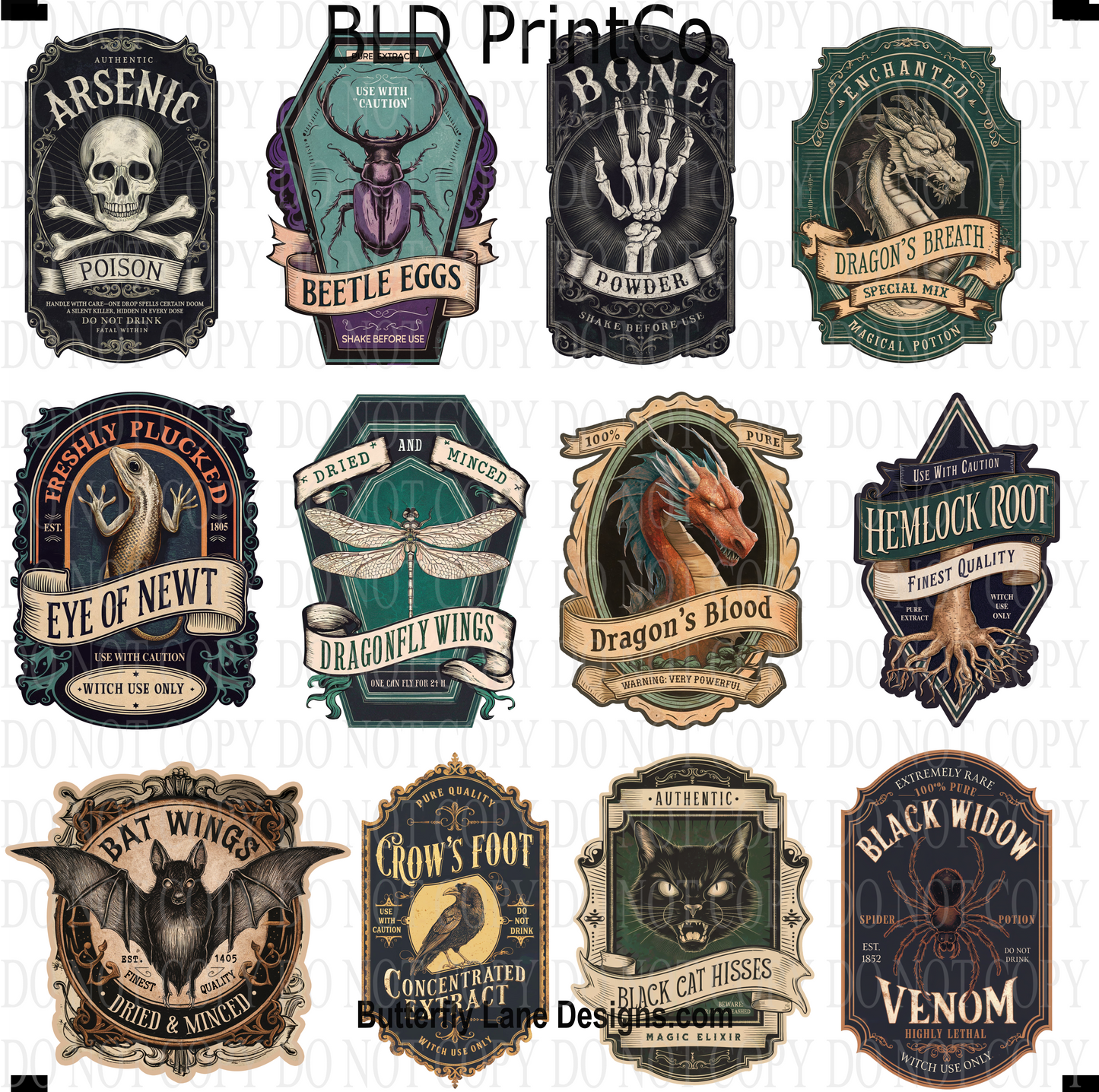 CAPS 13 Poison-Potions Labels-Set 1-