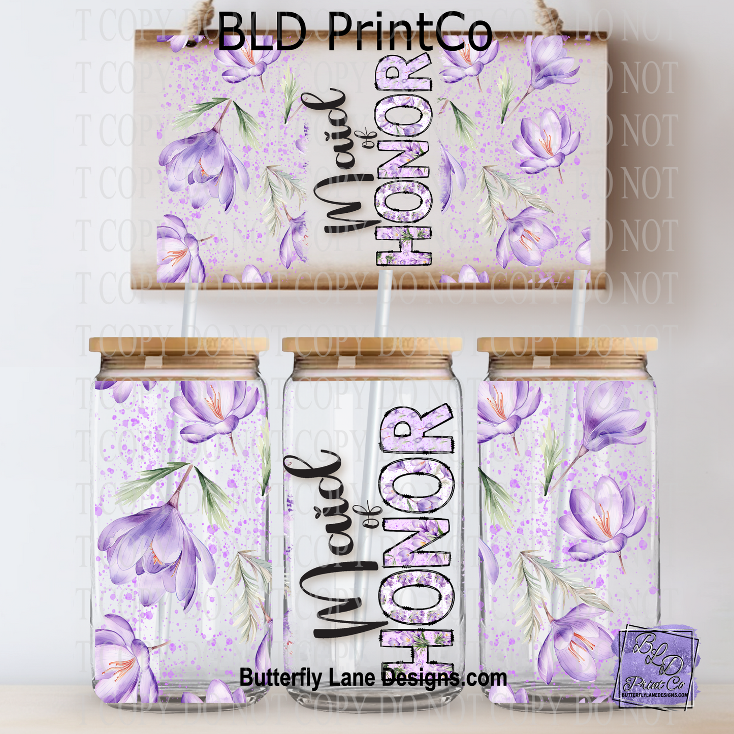 Floral Maid of Honor | Purple Crocus Wedding Party Wrap | L1001