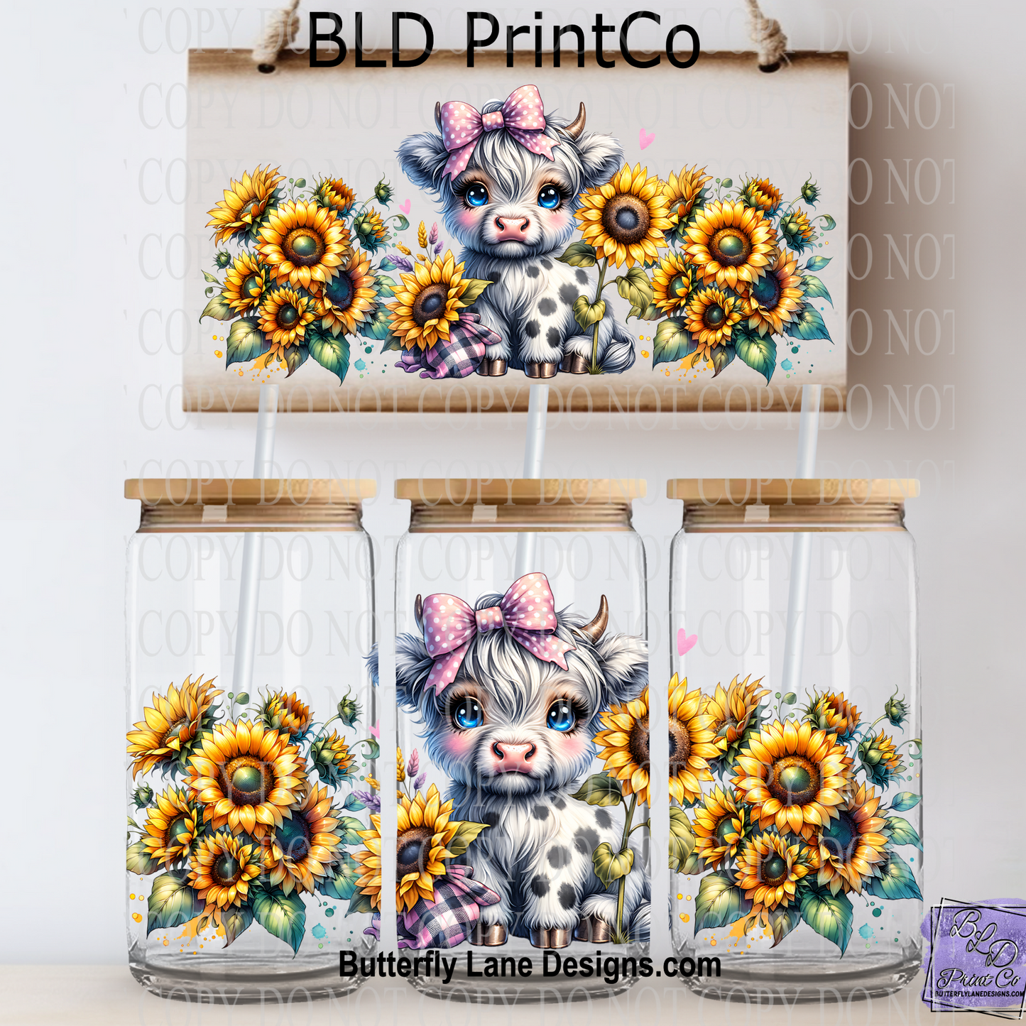 L413 Baby-Highland-Cow Pink plaid