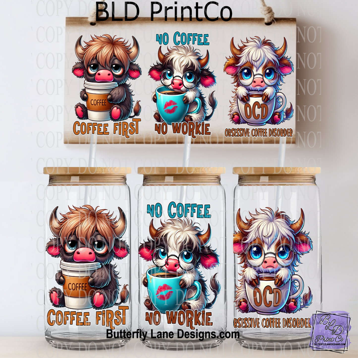 L474 Cute & Grumpy Coffee highland cows
