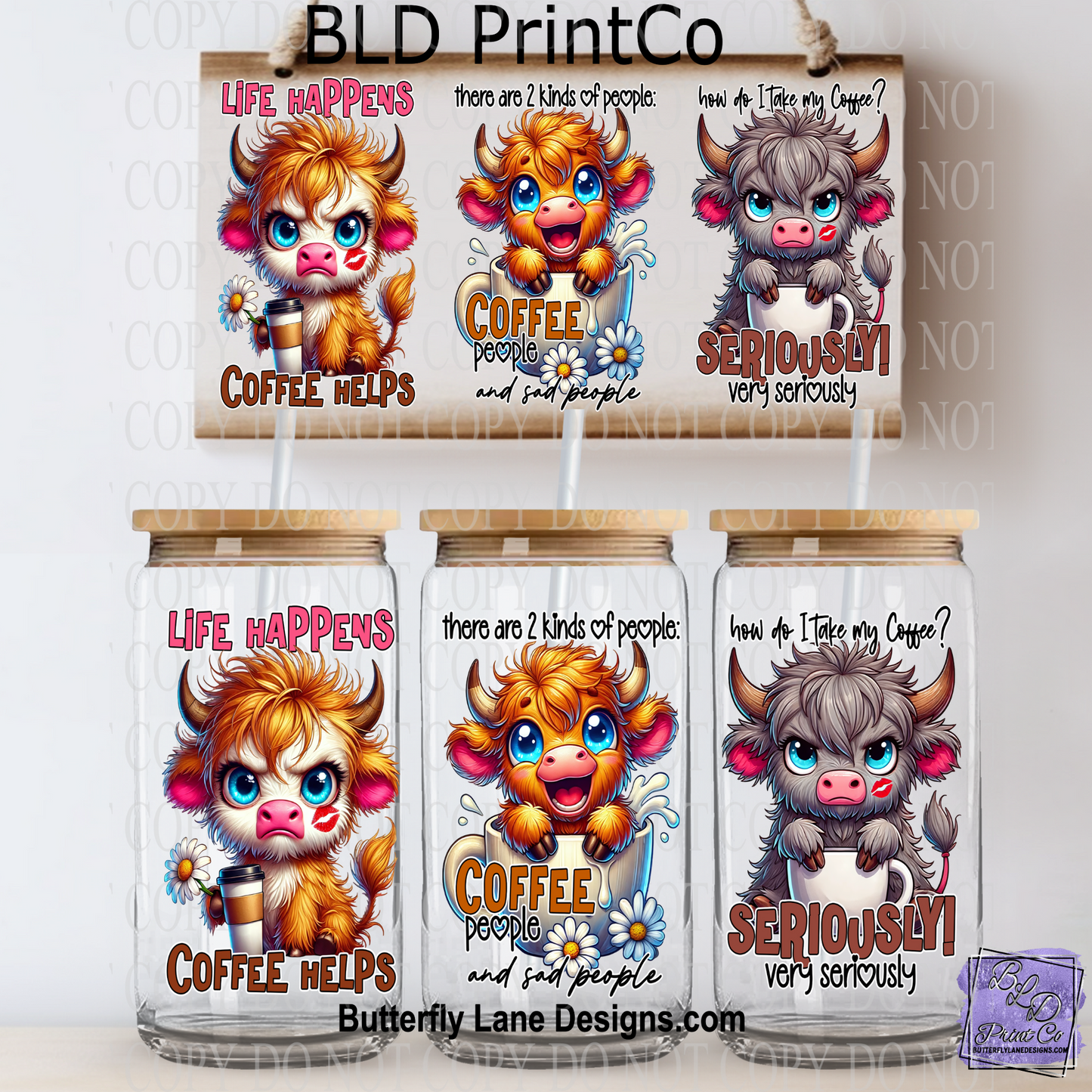 L475 Cute & Grumpy Coffee highland cows