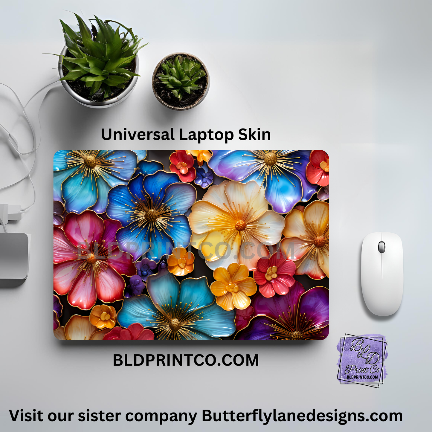 LS110 Florals with metal style effect