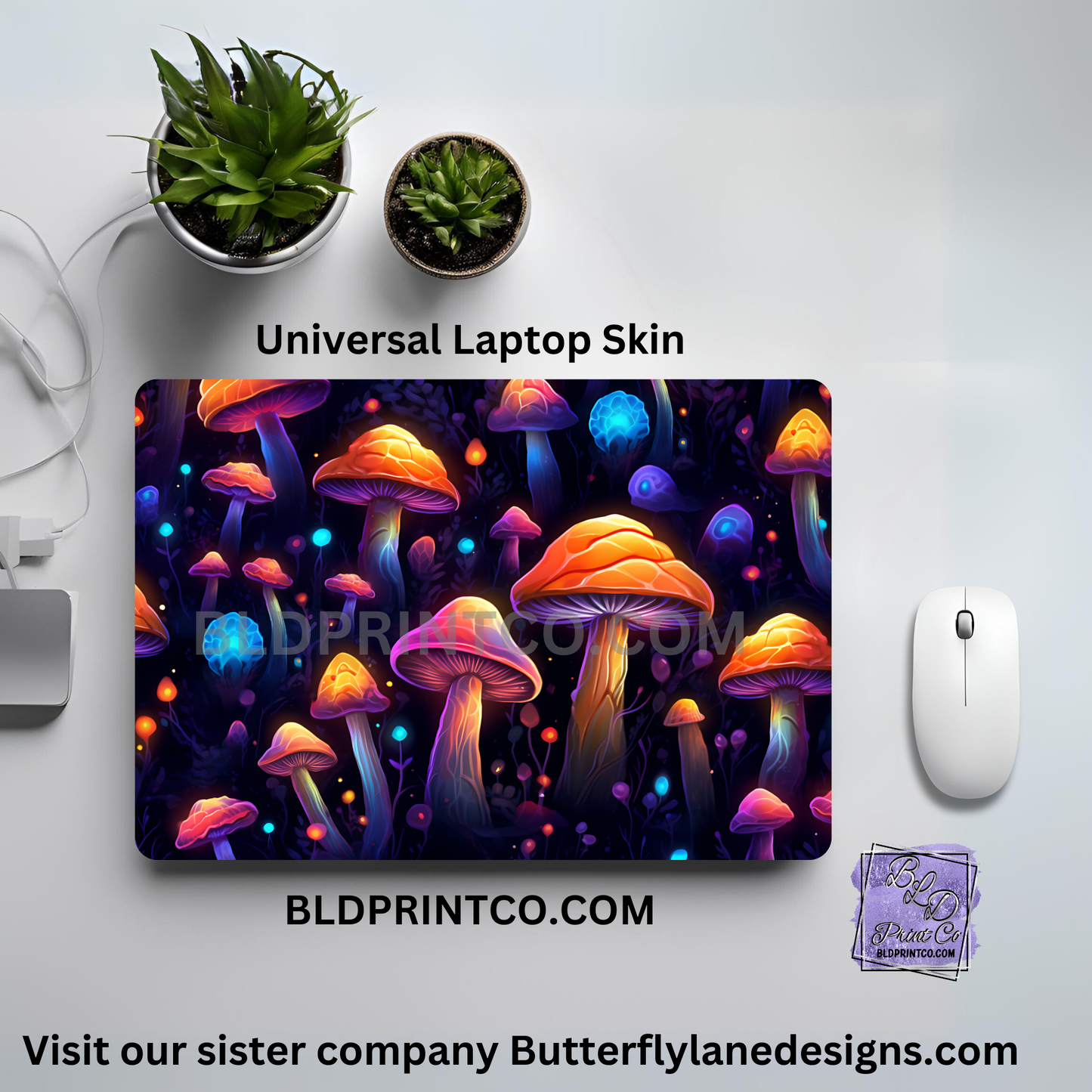 LS119 Psychedelic Neon style mushrooms