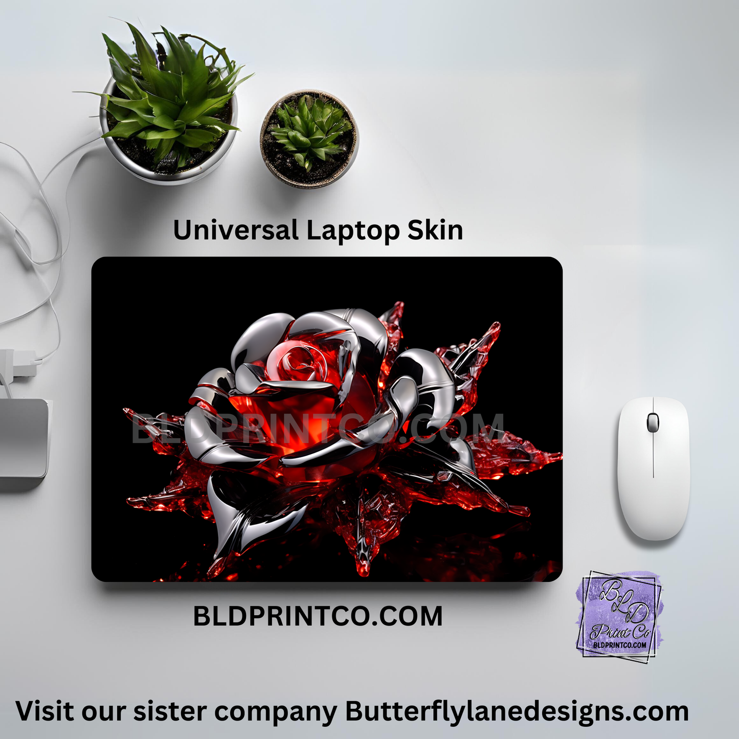 LS122 Glass Blood Red Rose