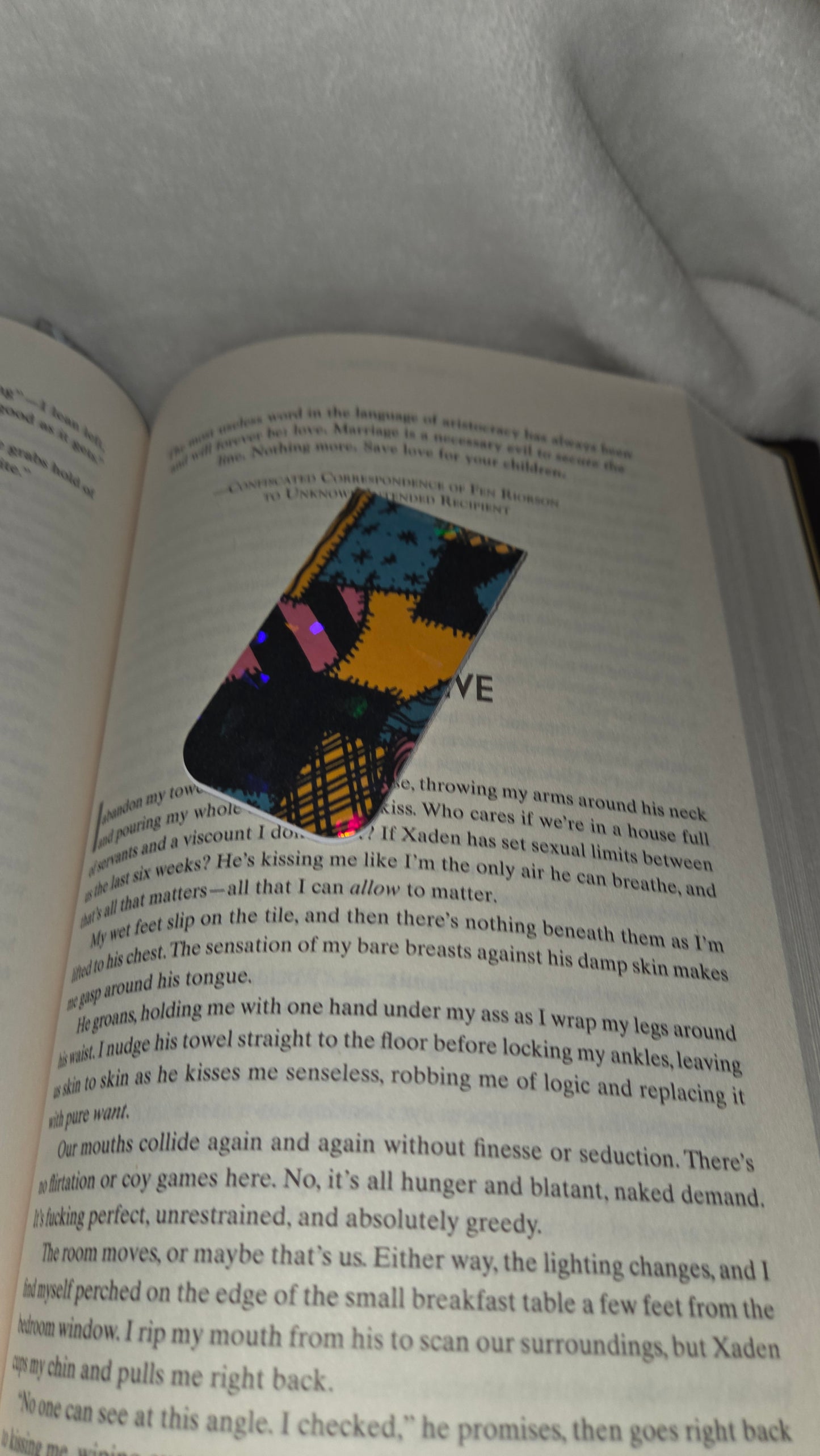 Holographic Magnetic Bookmark : Fun patchwork, slightly spooky cute vibe BM 1