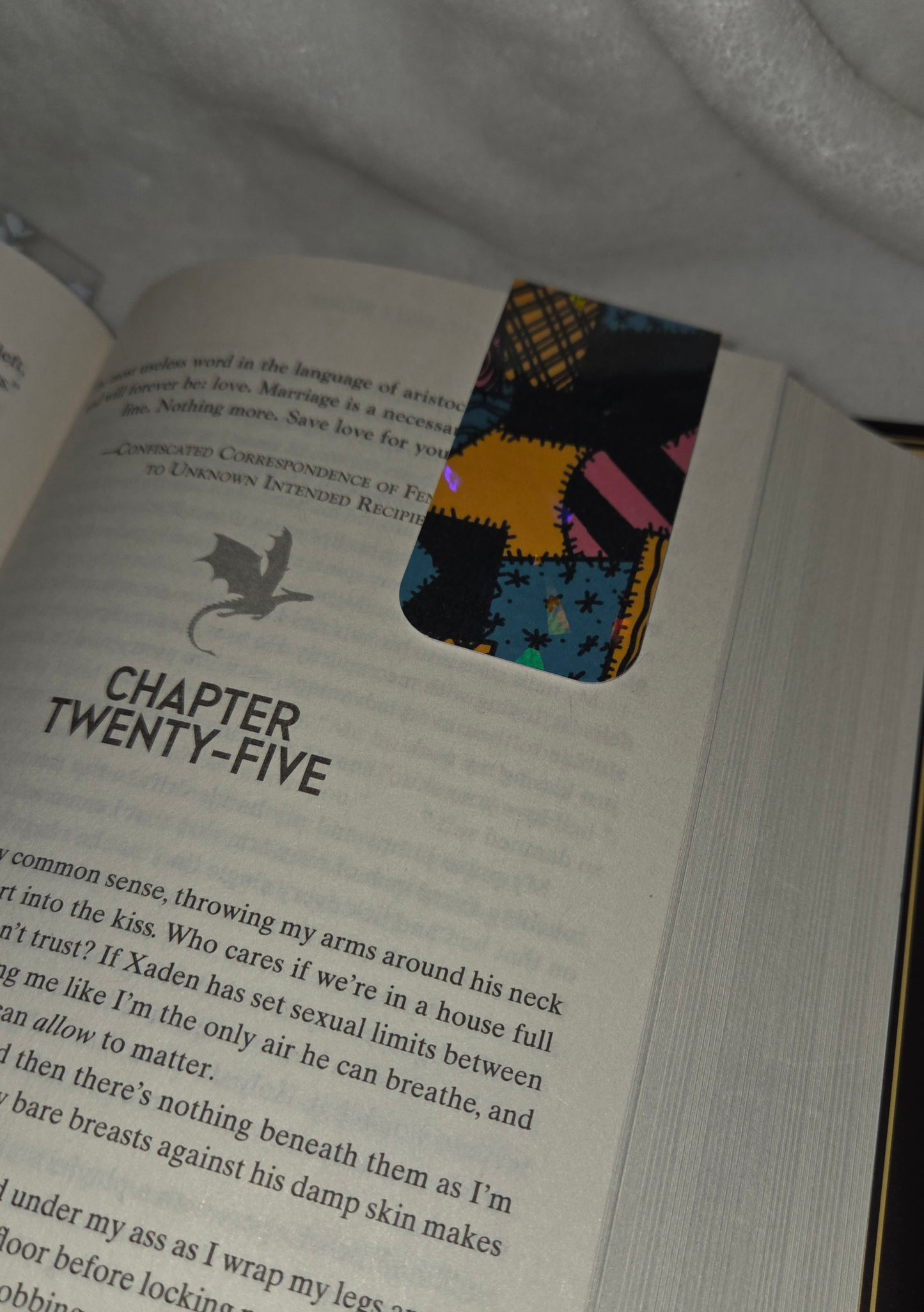 Holographic Magnetic Bookmark : Fun patchwork, slightly spooky cute vibe BM 1