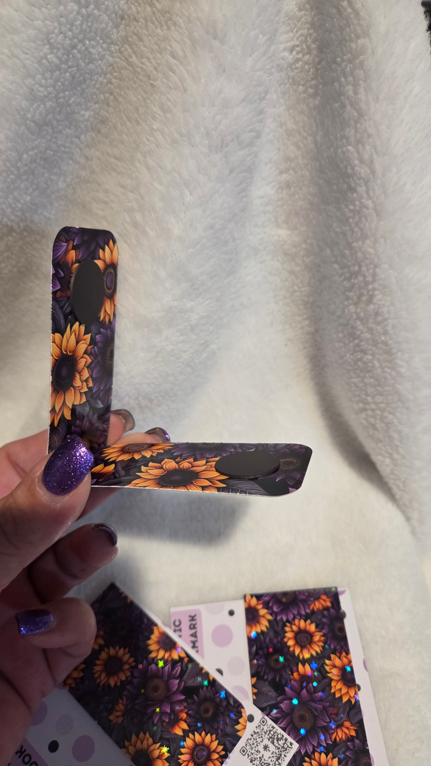 Autumn Night Holographic Magnetic Bookmark | Purple & Orange Sunflowers - BM2