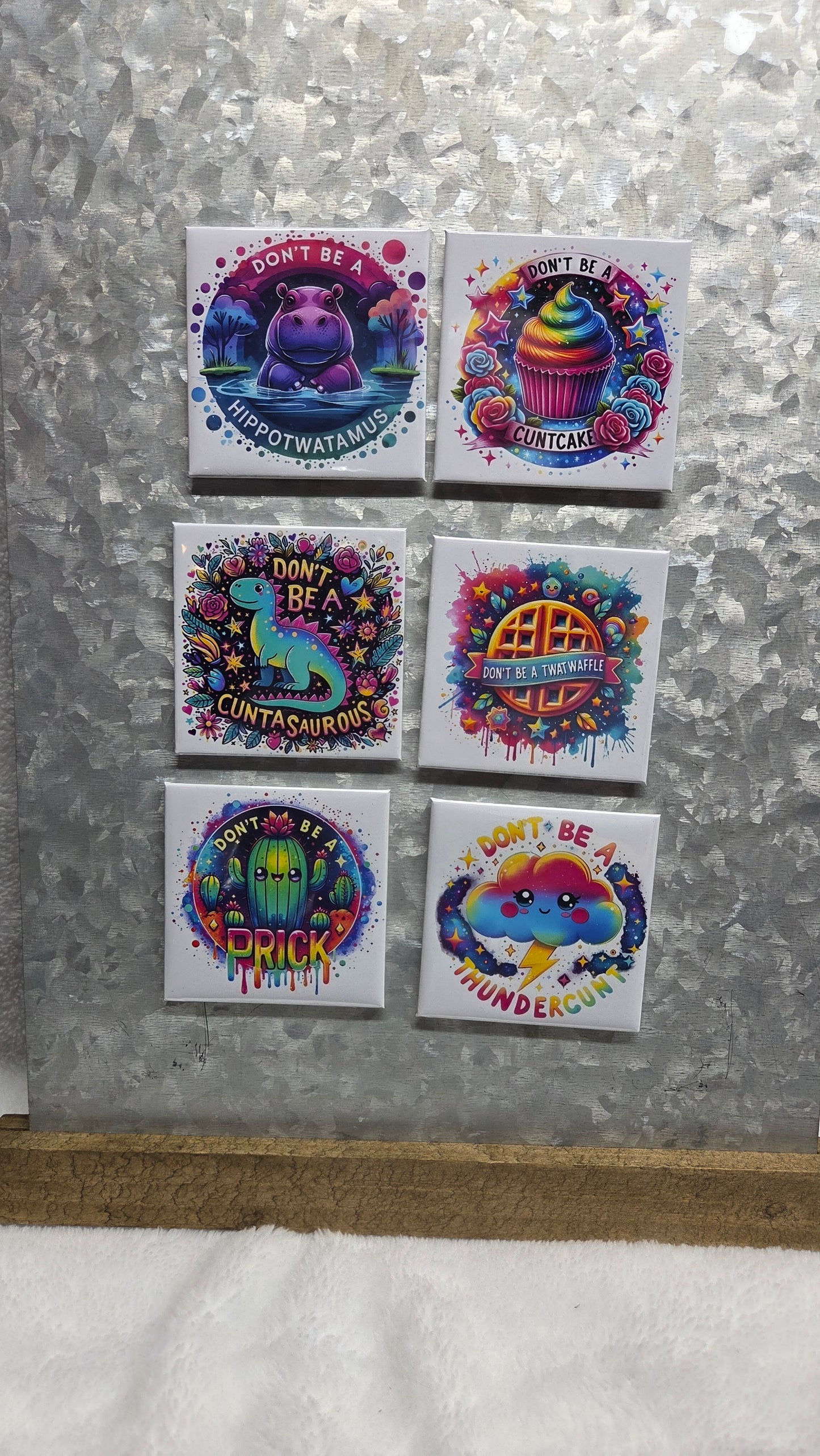 Snarky & Cute Hard Magnets | Cute but Rude 2.5" Fridge Decor | Funny Profanity Magnets