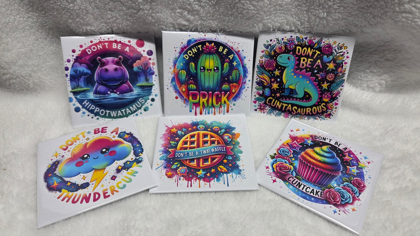 Snarky & Cute Hard Magnets | Cute but Rude 2.5" Fridge Decor | Funny Profanity Magnets