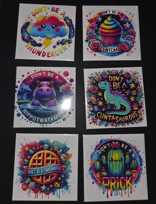 Snarky & Cute Hard Magnets | Cute but Rude 2.5" Fridge Decor | Funny Profanity Magnets