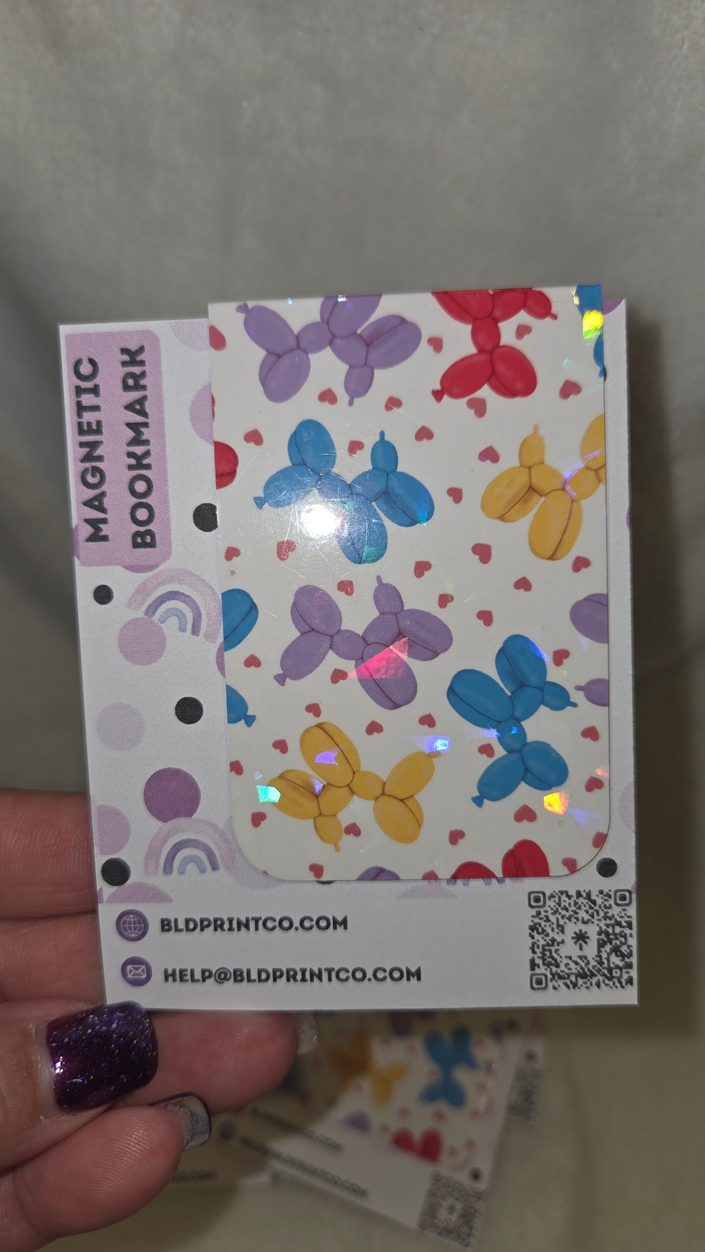 Holographic Balloon Dog Magnetic Bookmark   BM 26