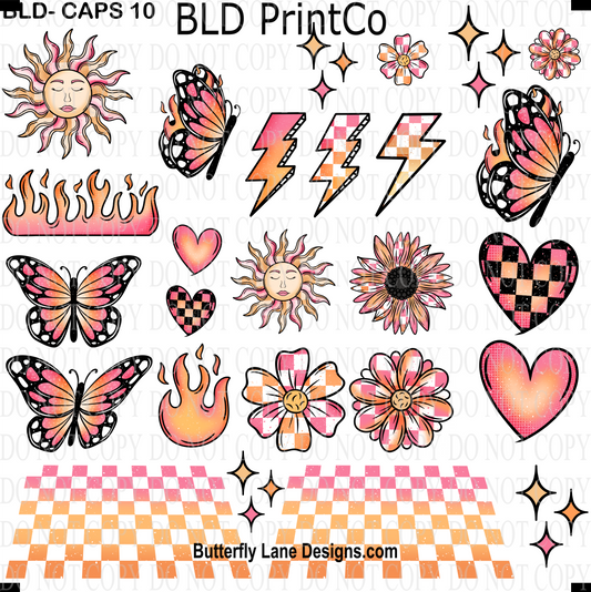 CAPS 10 Pink-Orange Checkered-