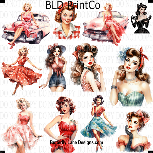 CAPS 18 Retro Pin up Girl Set 1
