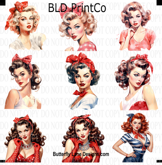 CAPS 18 Retro Pin up Girl Set 2