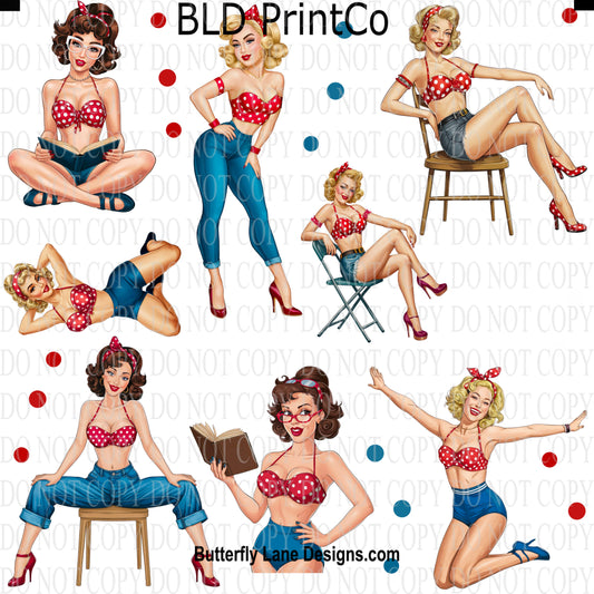 CAPS 18 Retro Pin up Girl Set 3