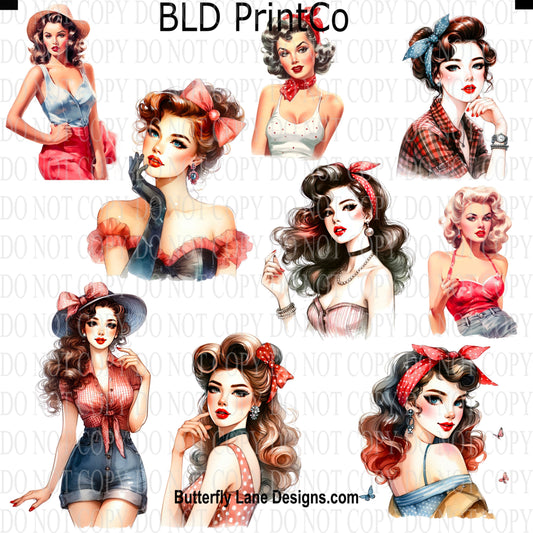 CAPS 18 Retro Pin up Girl Set 4