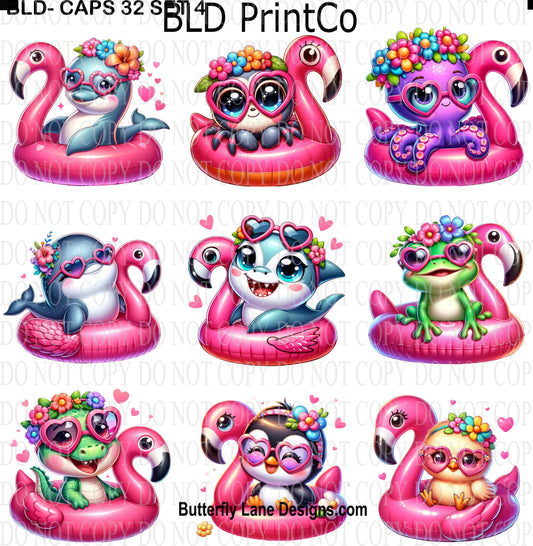 CAPS 32 Cute Animals in floaties- Set 4