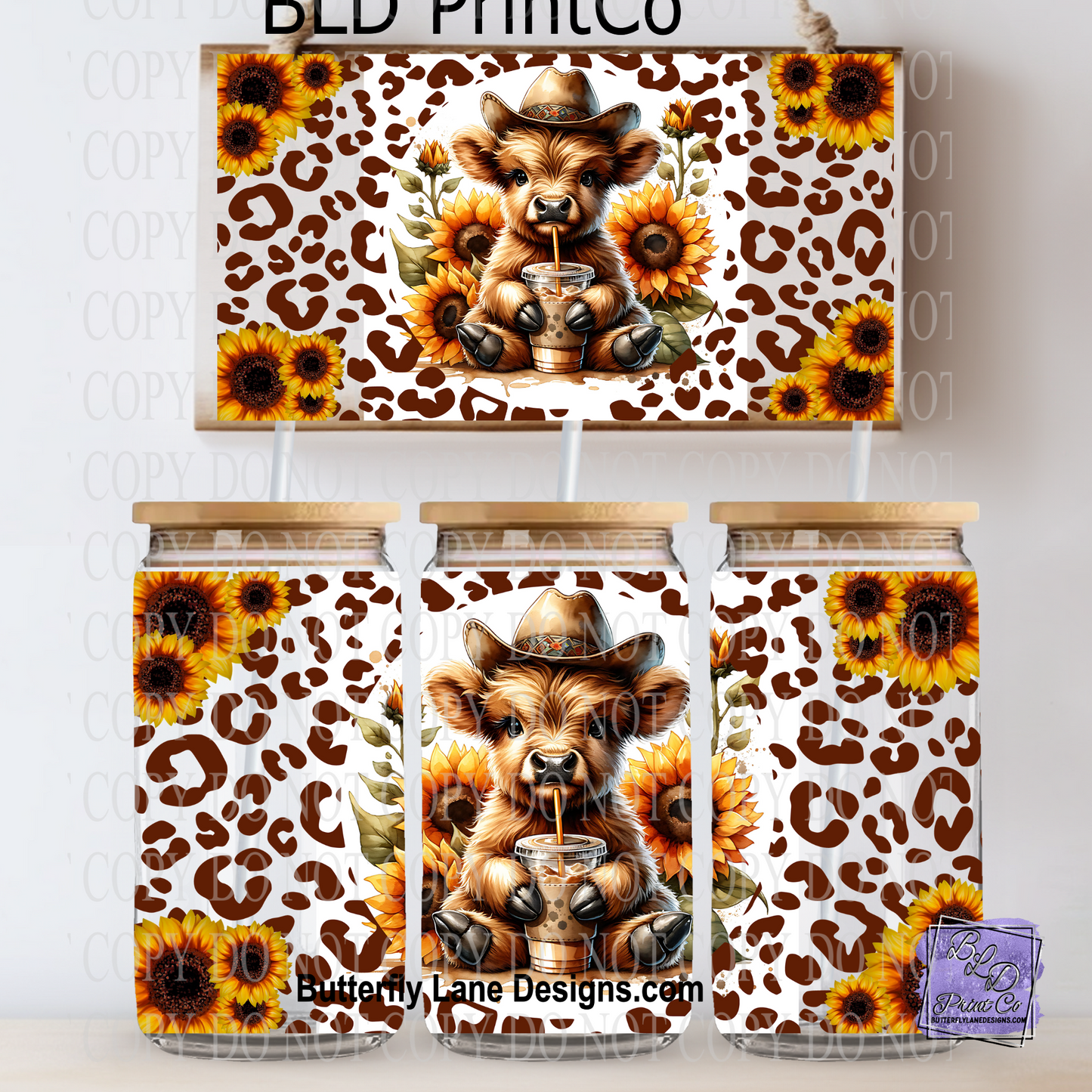L462 highland cow sunflowers