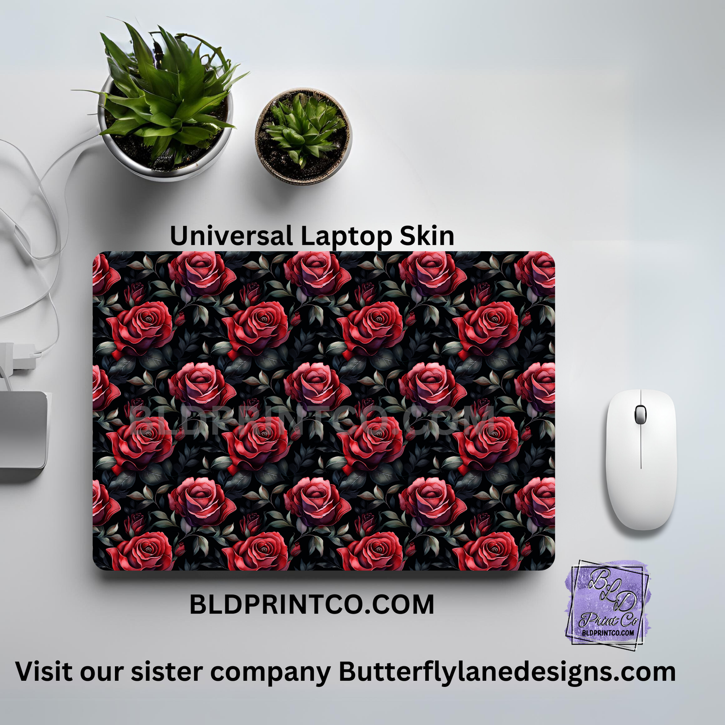 LS068 Black with Red Roses