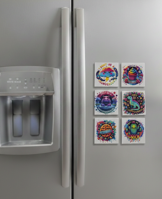 Snarky & Cute Hard Magnets | Cute but Rude 2.5" Fridge Decor | Funny Profanity Magnets